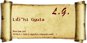 Léhi Gyula névjegykártya